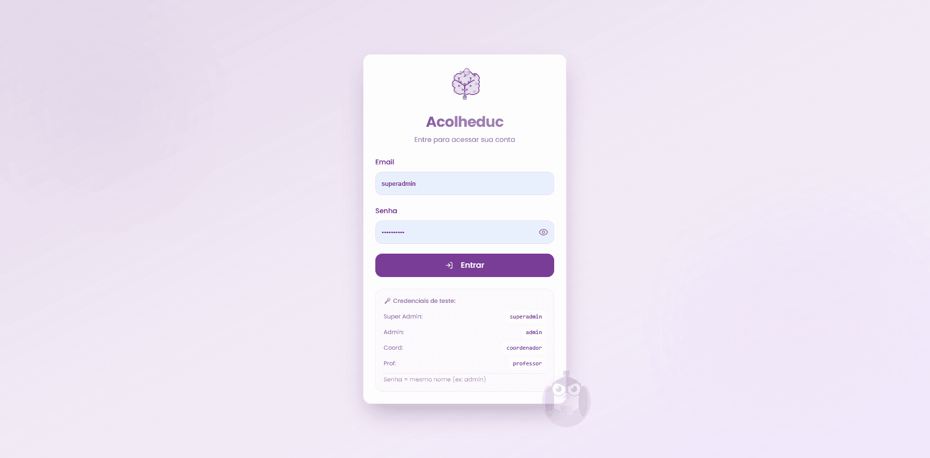 Acolheduc, interface real do produto