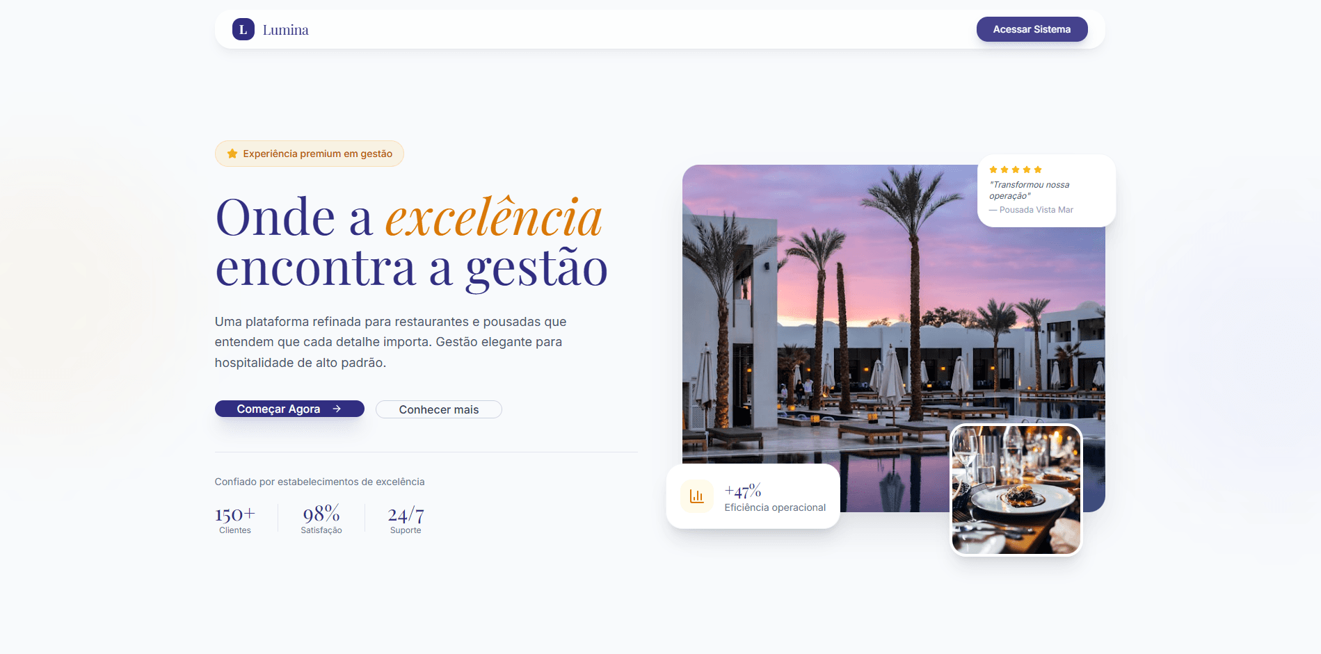 Lumina, interface real do produto