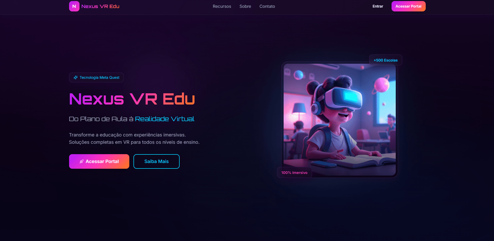 NexusVR, interface real do produto