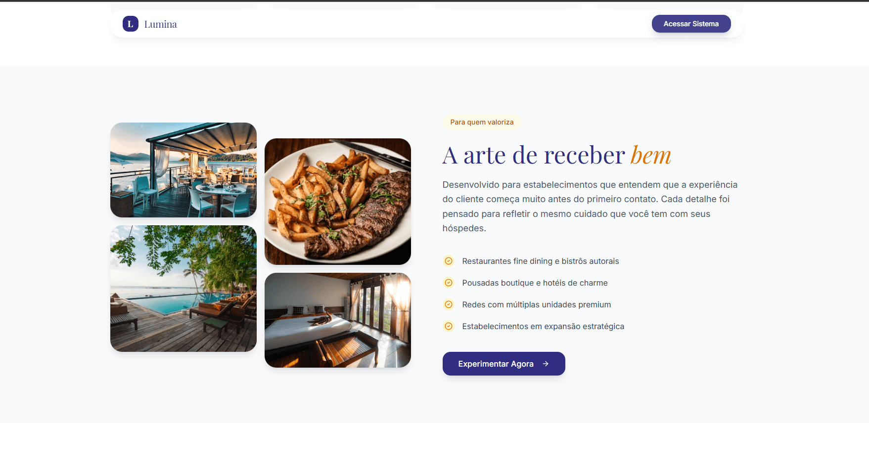 Lumina, galeria de hospitalidade premium